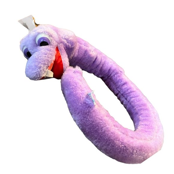 Vintage Snake Around With Rattle Animal Toy Purple Plush Stuffed Animal - Picture 3 of 6